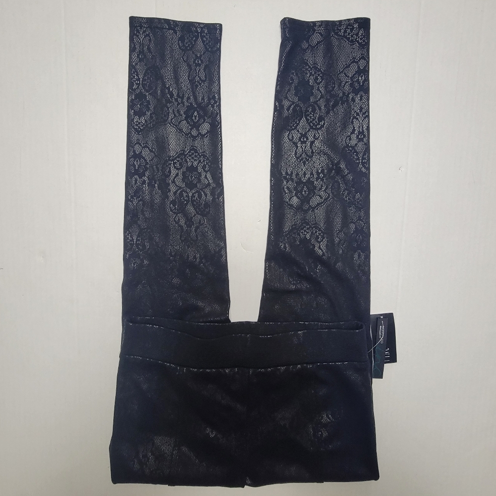 NWT! Black Lace Print Skinny Pants - Picture 4 of 12